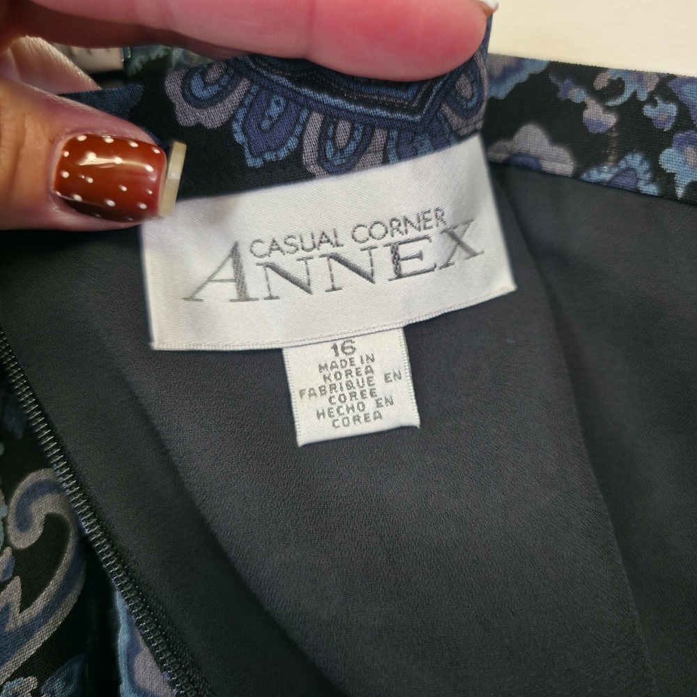 Casual Corner Annex Maxi Skirt Women 16 Blue‎ Black Paisley Whimsigoth Capsule - Picture 6 of 14